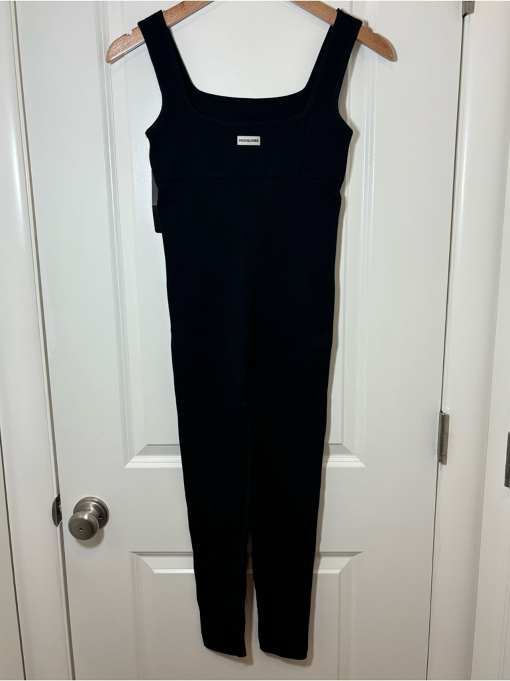 Mooslover Black Ribbed Square-Neck Jumpsuit